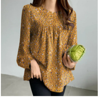 花柄ファッション 小花柄ゆったりチュニックブラウス