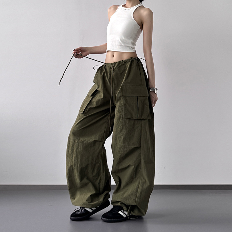 花柄ファッション 花刺繍ワイドカーゴパンツ