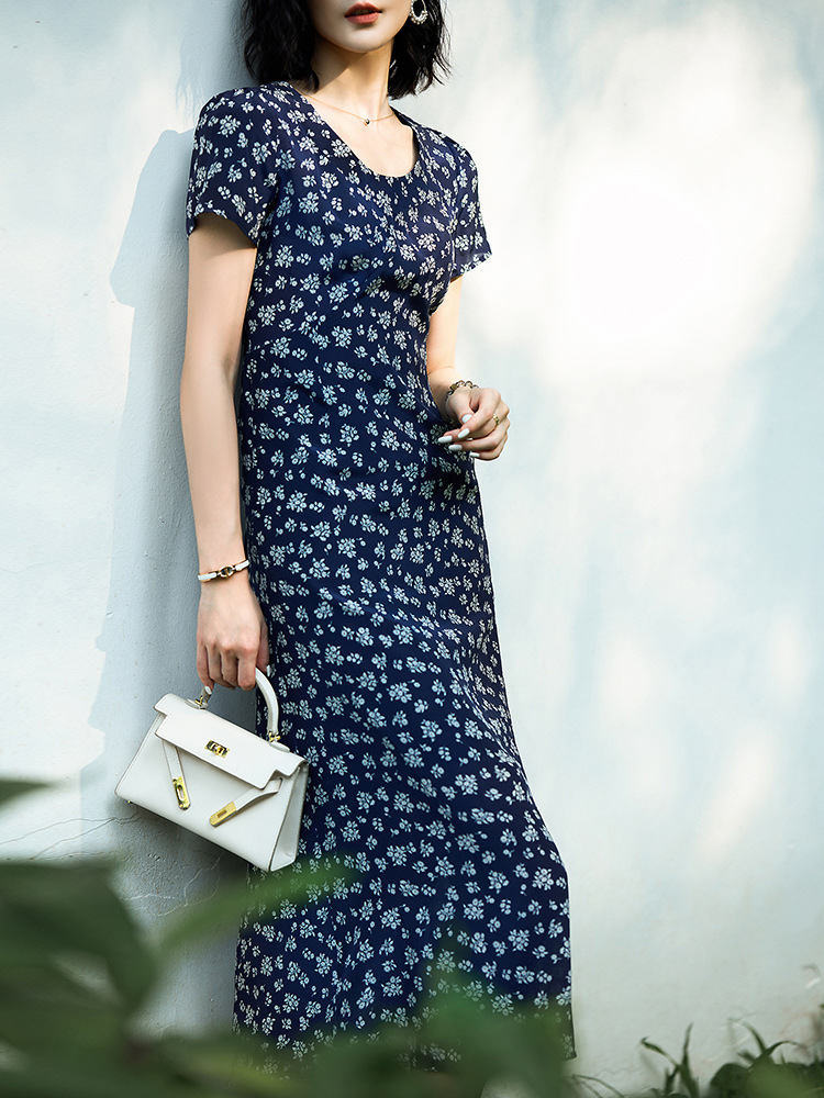 非表示(値段) 花柄ファッション 小花柄シフォンワンピース