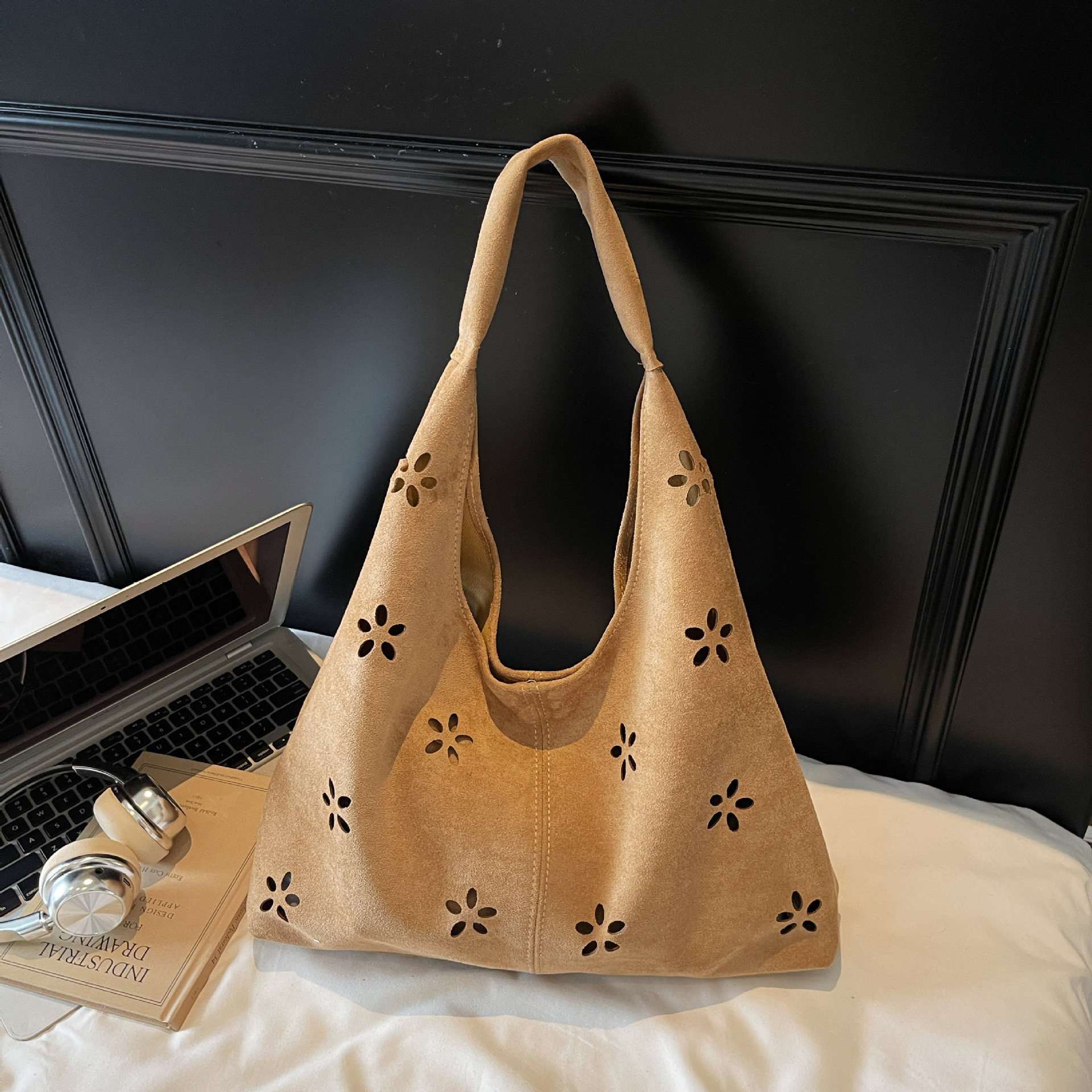 花柄ファッション フラワーカットワーク刺繍トートバッグ