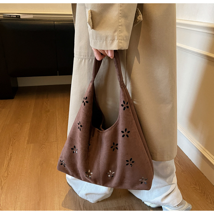 花柄ファッション フラワーカットワーク刺繍トートバッグ