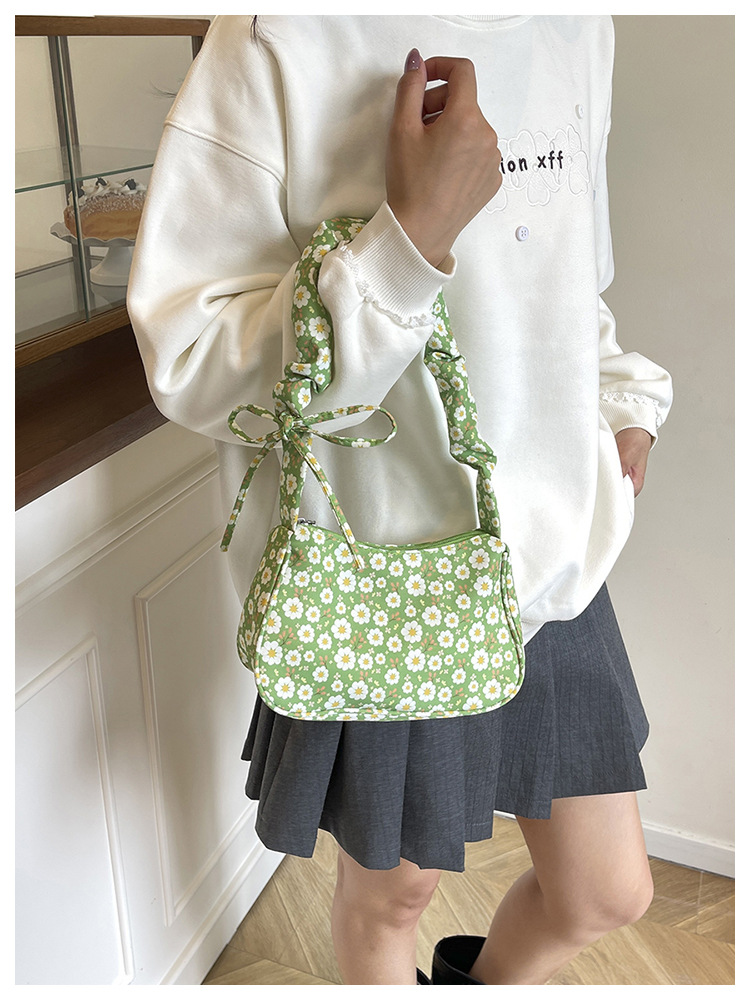 花柄ファッション 小花柄リボンハンドル布製ミニバッグ