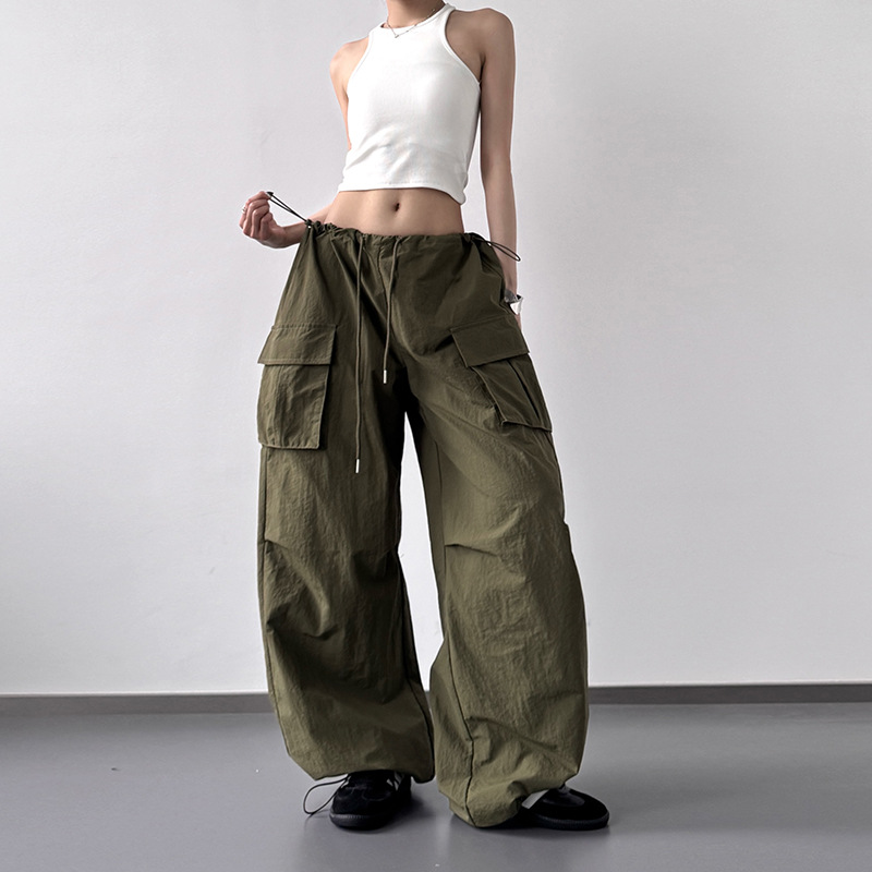 花柄ファッション 花刺繍ワイドカーゴパンツ