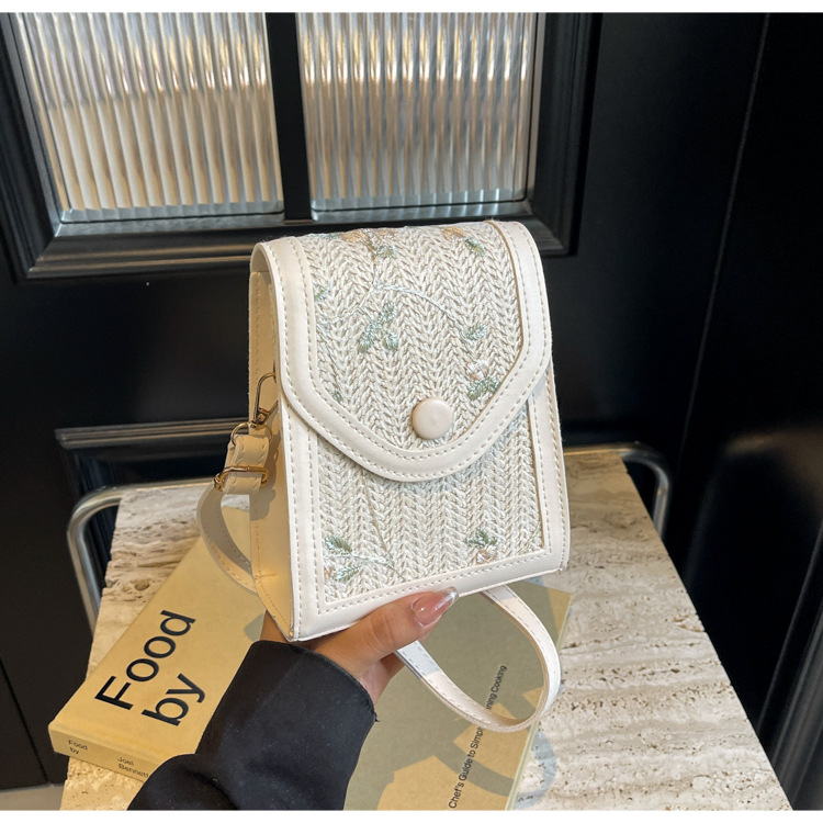 花柄ファッション 編み込みフラワー刺繍ミニショルダーバッグ