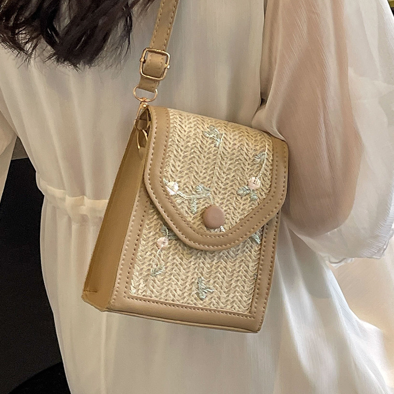 花柄ファッション 編み込みフラワー刺繍ミニショルダーバッグ