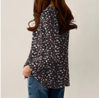 花柄ファッション 小花柄ゆったりチュニックブラウス