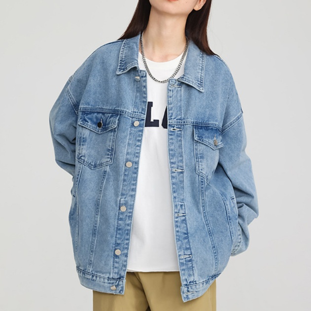デニムファッション ゆったりビッグシルエットデニムジャケット