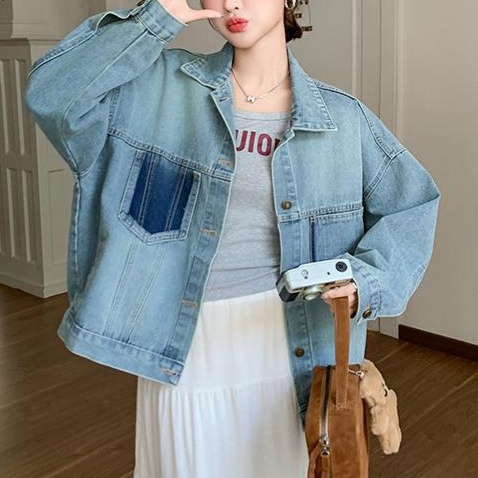 デニムファッション ゆったりシルエットデニム上着