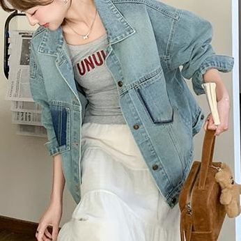 デニムファッション ゆったりシルエットデニム上着