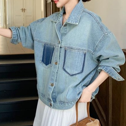 デニムファッション ゆったりシルエットデニム上着