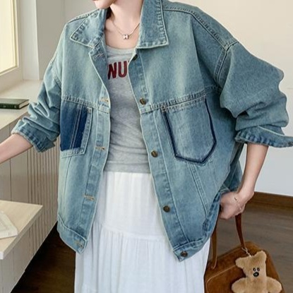 デニムファッション ゆったりシルエットデニム上着