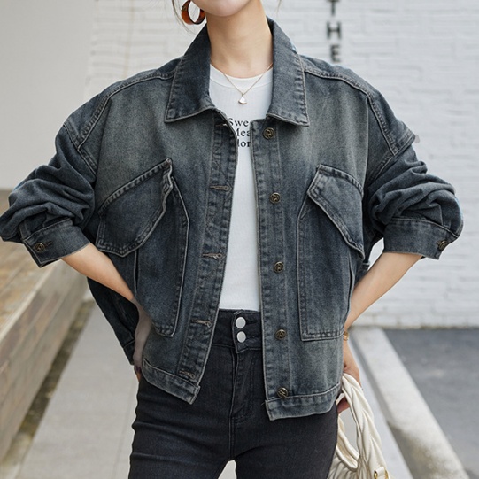 デニムファッション ゆったりシルエット大人デニムジャケット