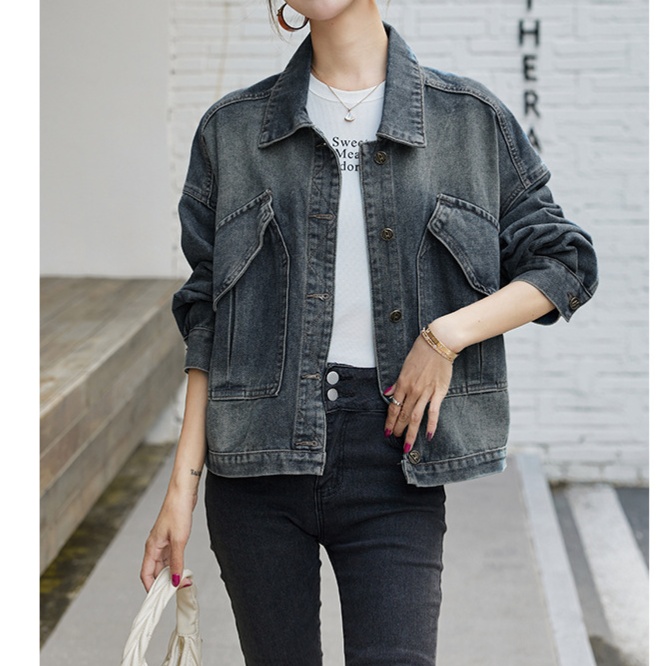 デニムファッション ゆったりシルエット大人デニムジャケット