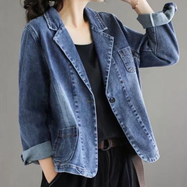 デニムファッション ゆったりシルエット デニムブレザー