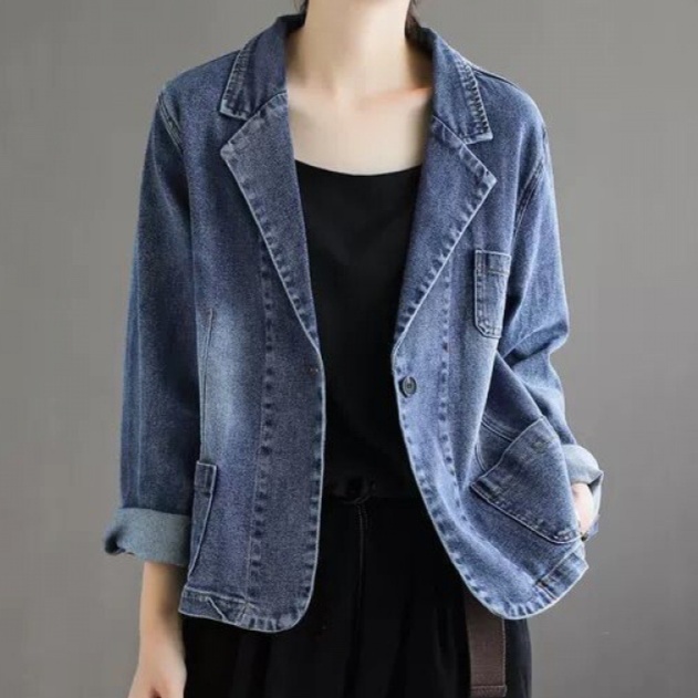 デニムファッション ゆったりシルエット デニムブレザー