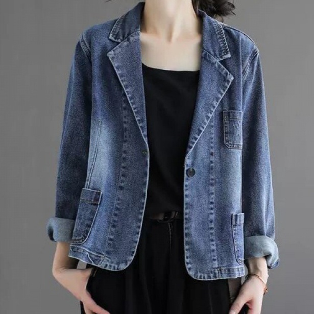 デニムファッション ゆったりシルエット デニムブレザー
