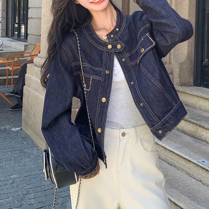 デニムファッション ビンテージ風ゆったりデニムジャケット
