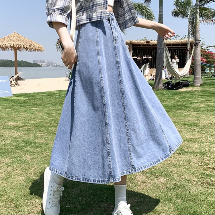 デニムファッション さわやか季節のデニムフレアースカート