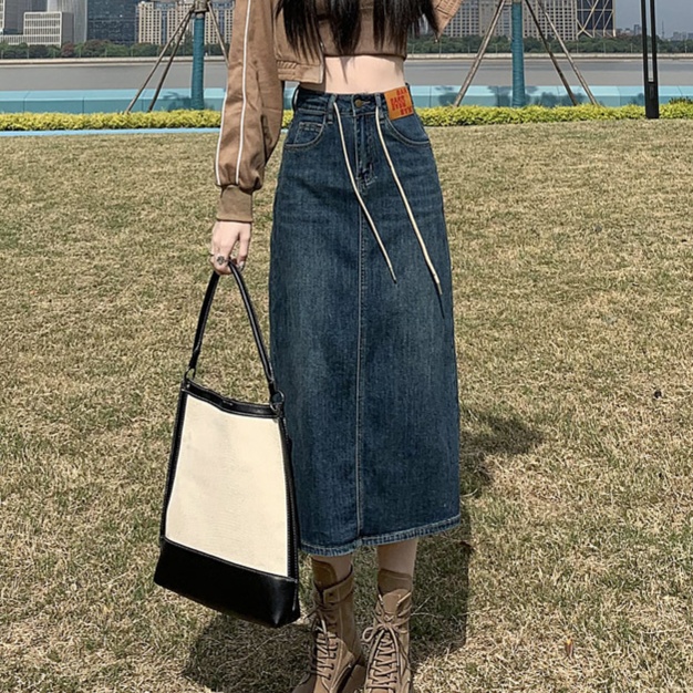 デニムファッション 上質デニム ロングタイトスカート