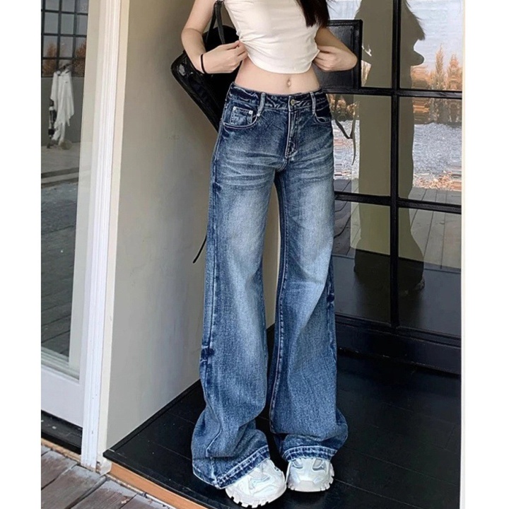 デニムファッション ゆったりワイドシルエットデニム