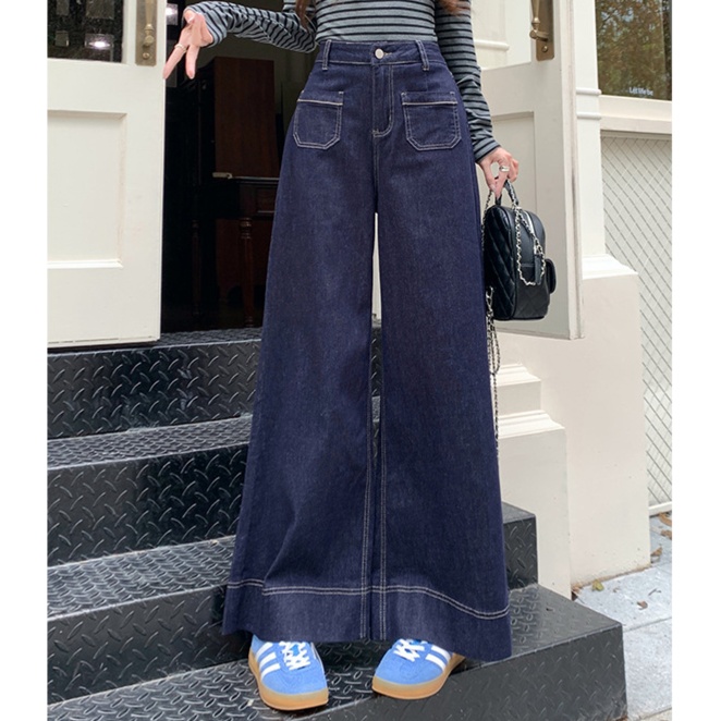 デニムファッション 極上ワイドシルエットデニムパンツ