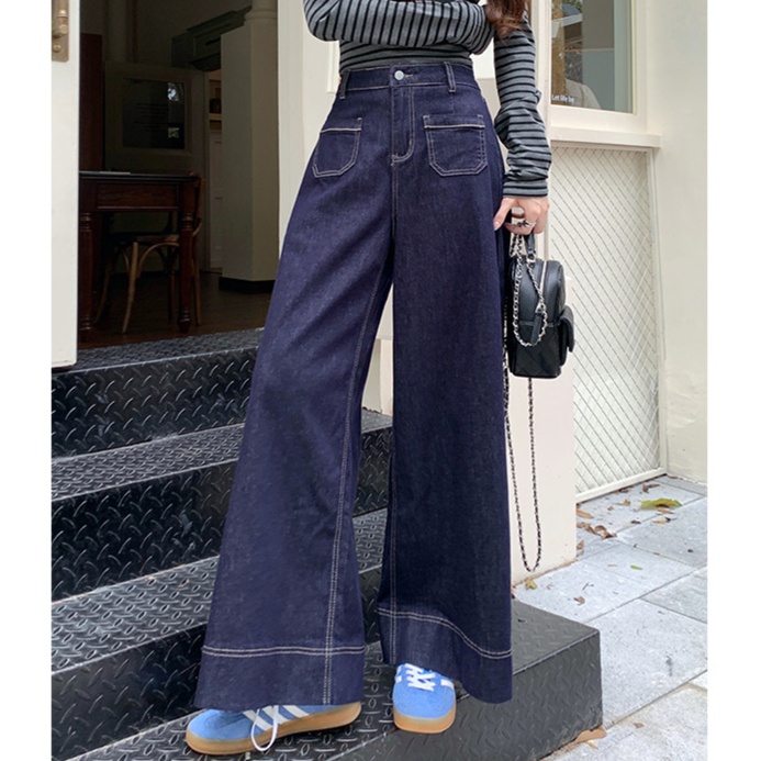デニムファッション 極上ワイドシルエットデニムパンツ