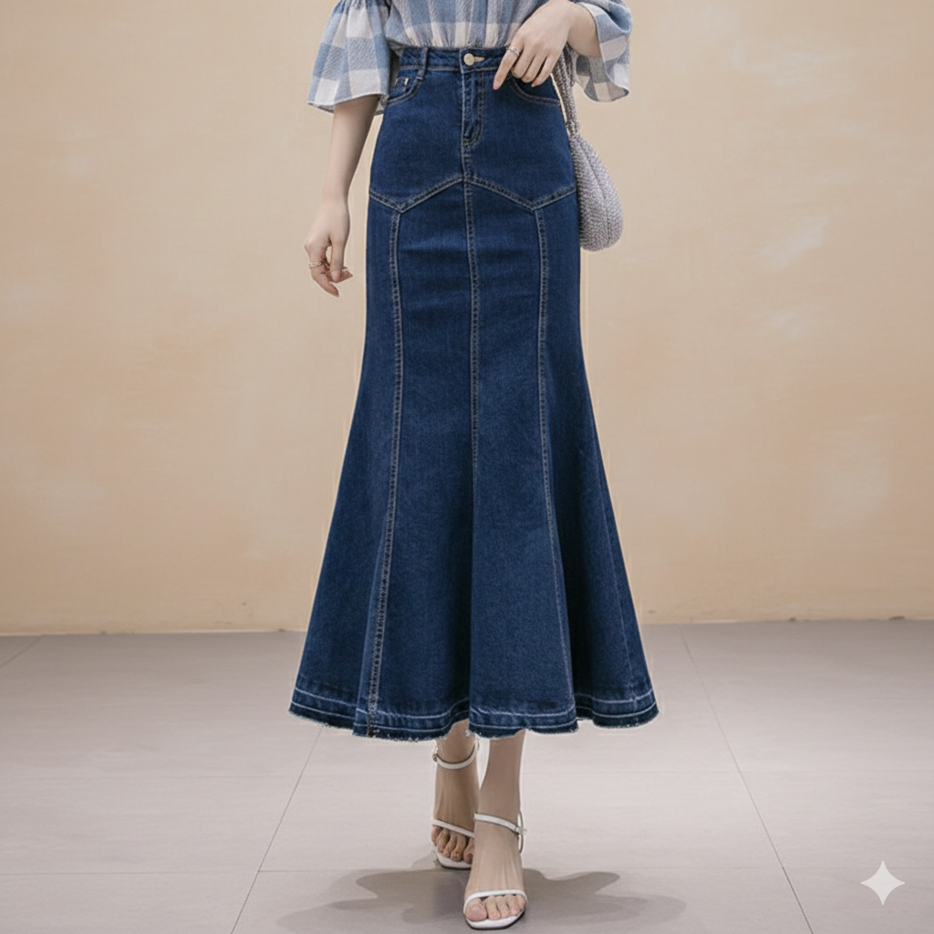 デニムスカート マーメイドシルエット デニム ロングスカート
