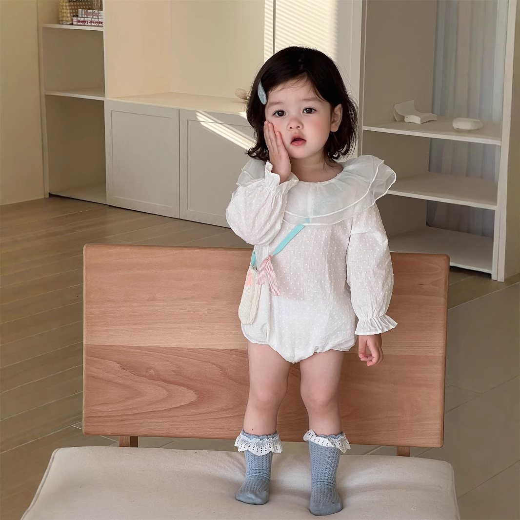 メイン画像:3枚目:ベビードレス フリル襟付きドット柄ロンパース型ドレス