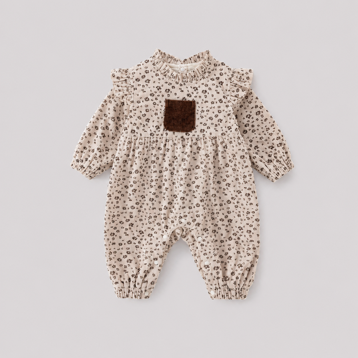 メイン画像:2枚目:ベビードレス 小花柄フリル袖ロンパース型ドレス
