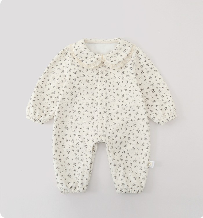 メイン画像:5枚目:ベビードレス 花柄ニットベスト付きロンパース型ドレス