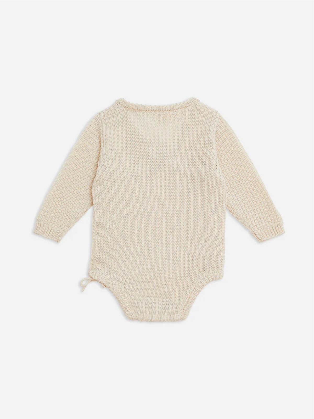 メイン画像:5枚目:ベビードレス リブ編みニット素材のくるみボタン付きロンパース型ドレス