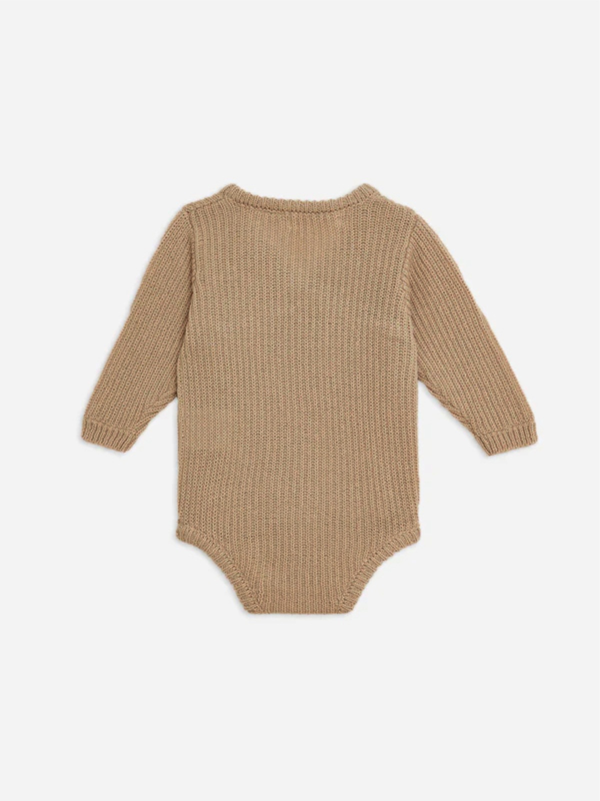 メイン画像:2枚目:ベビードレス リブ編みニット素材のくるみボタン付きロンパース型ドレス