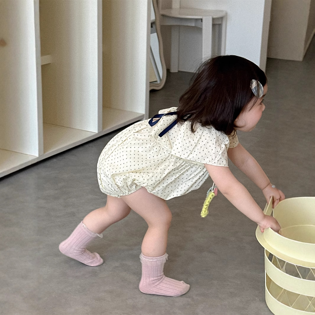 メイン画像:3枚目:ベビードレス 小花柄フリル袖ロンパース型ドレス