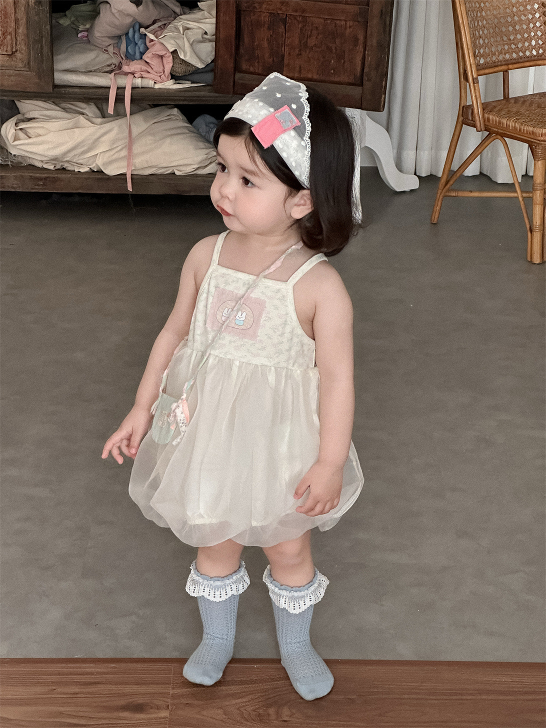 メイン画像:4枚目:ふんわりチュールの姫系ベビードレス
