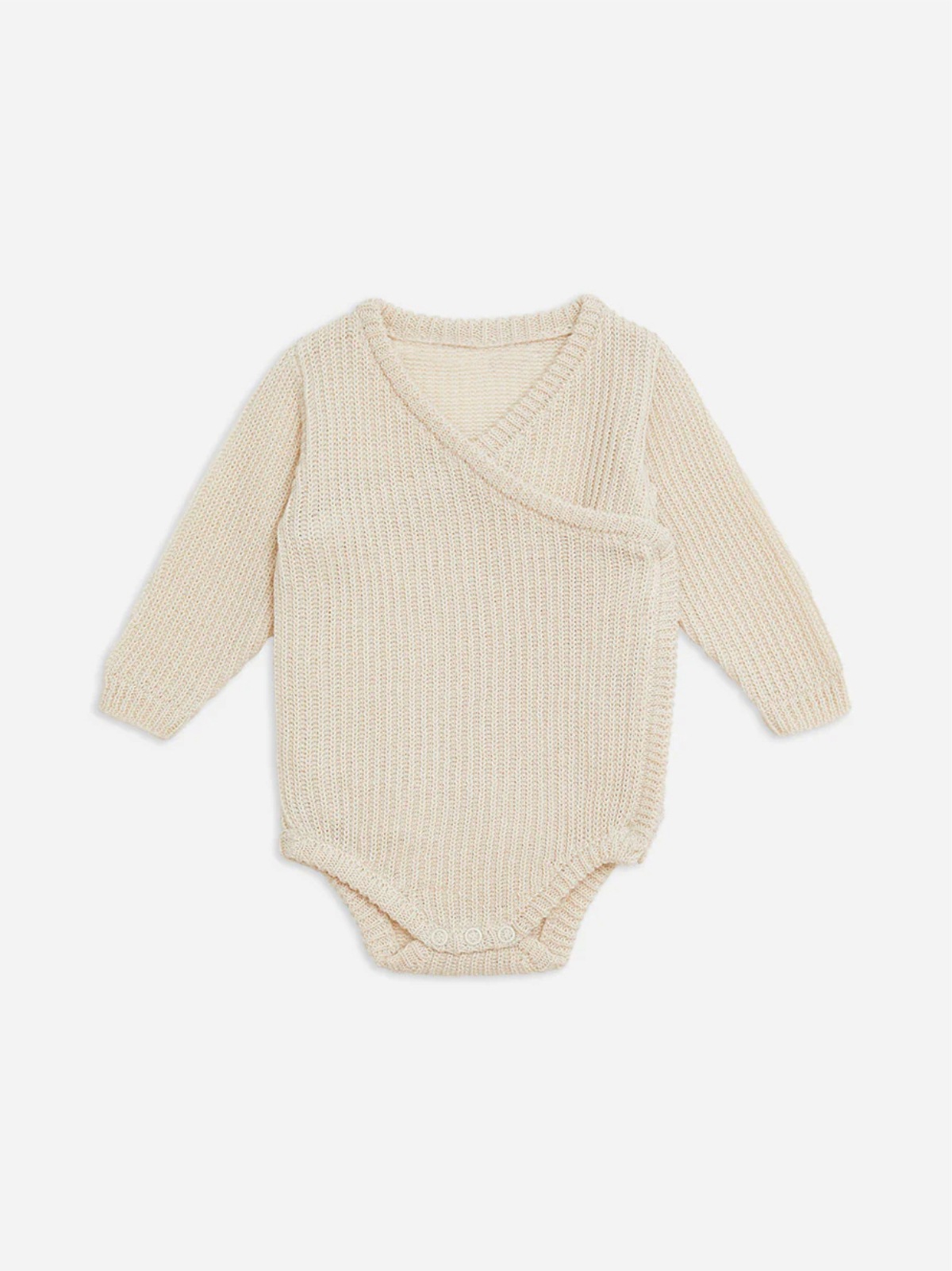 メイン画像:4枚目:ベビードレス リブ編みニット素材のくるみボタン付きロンパース型ドレス