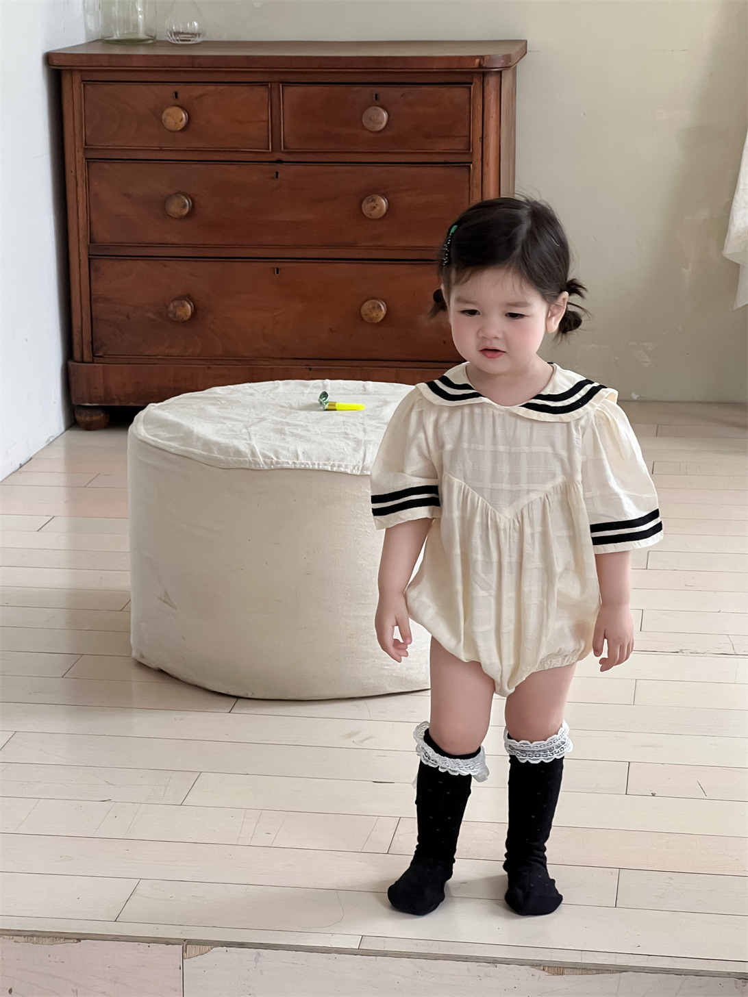 メイン画像:5枚目:ベビードレス セーラー襟の愛らしいロンパース型ドレス