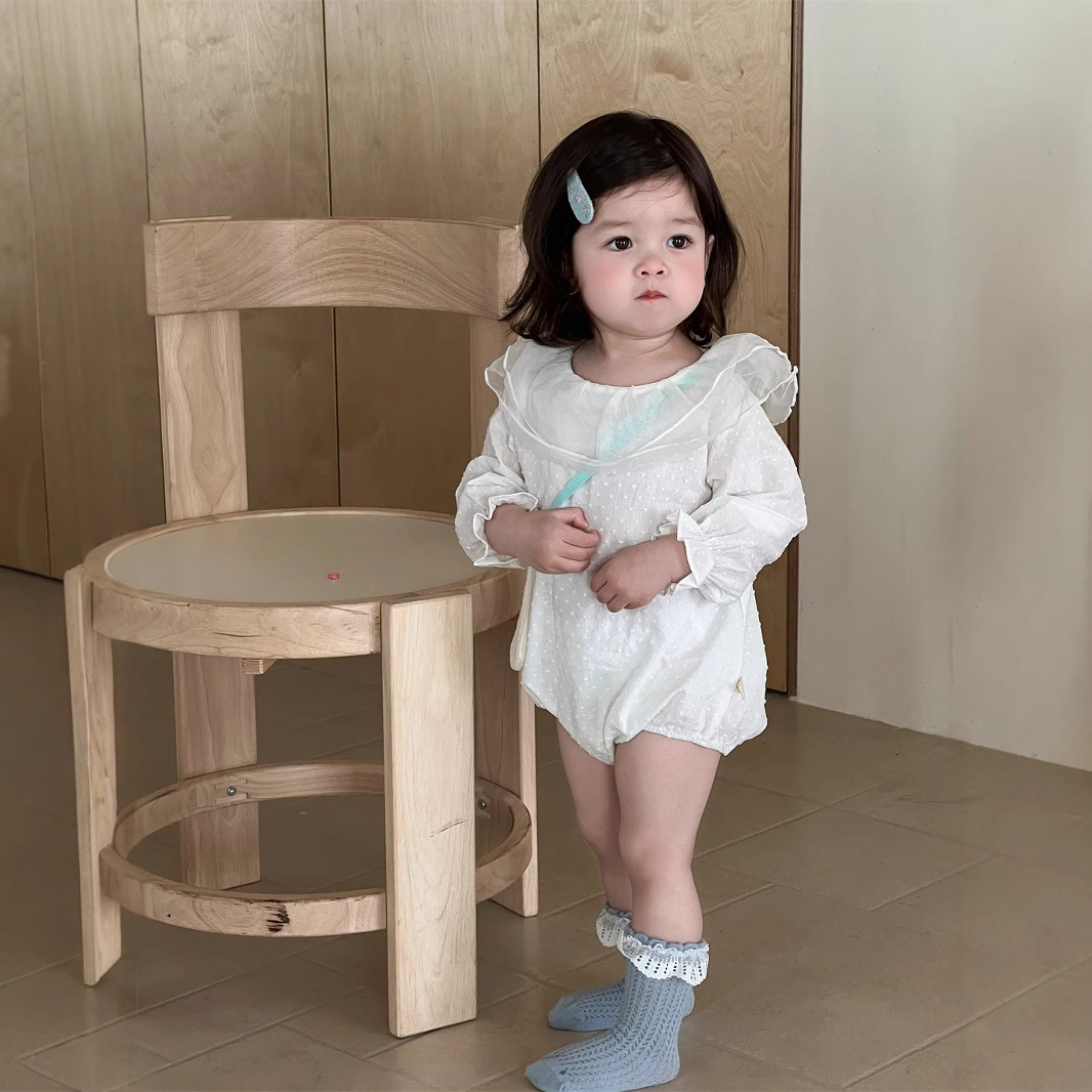 メイン画像:4枚目:ベビードレス フリル襟付きドット柄ロンパース型ドレス