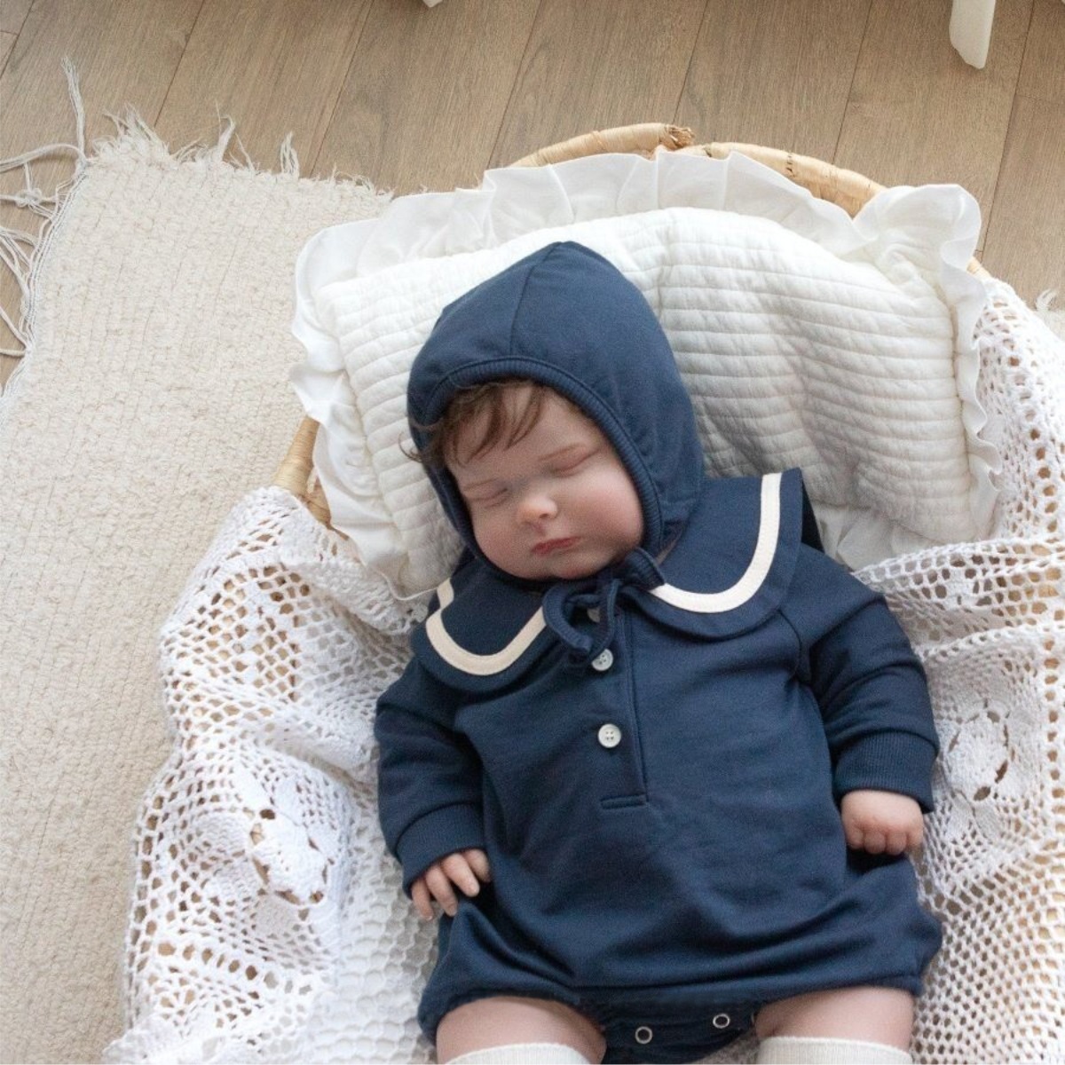 メイン画像:4枚目:ベビードレス 襟付きフリル袖付きロンパース型ドレス