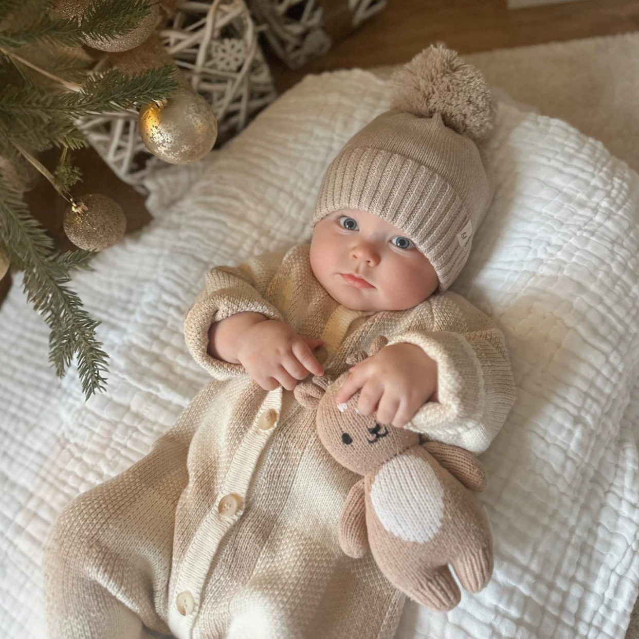 メイン画像:2枚目:ベビードレス ニット素材ぬいぐるみ付きロンパース型ドレス