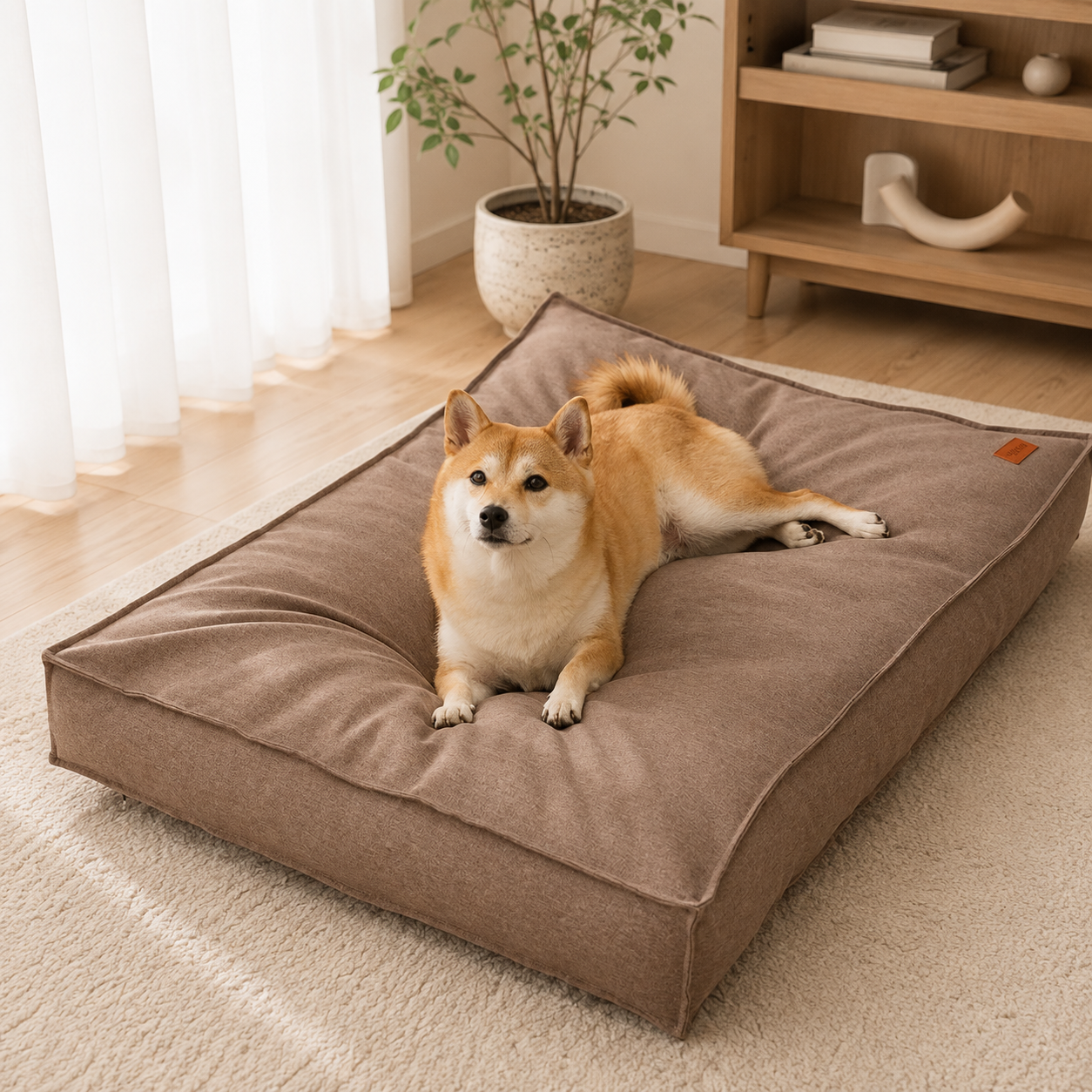 メイン画像:2枚目:ペットベッド 防水仕様大型犬用厚底クッション床置きベッド