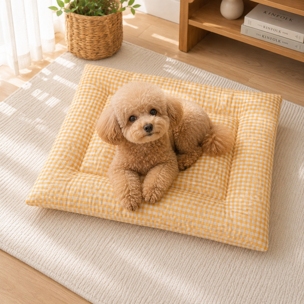 メイン画像:1枚目:犬ベッド チェック柄 ふんわり 快適クッション