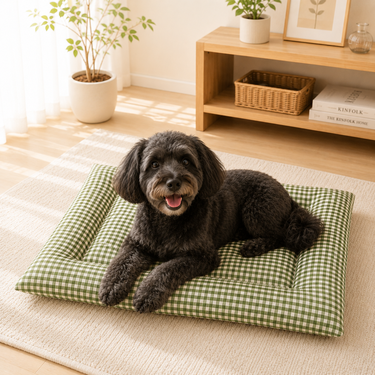 メイン画像:2枚目:犬ベッド チェック柄 ふんわり 快適クッション