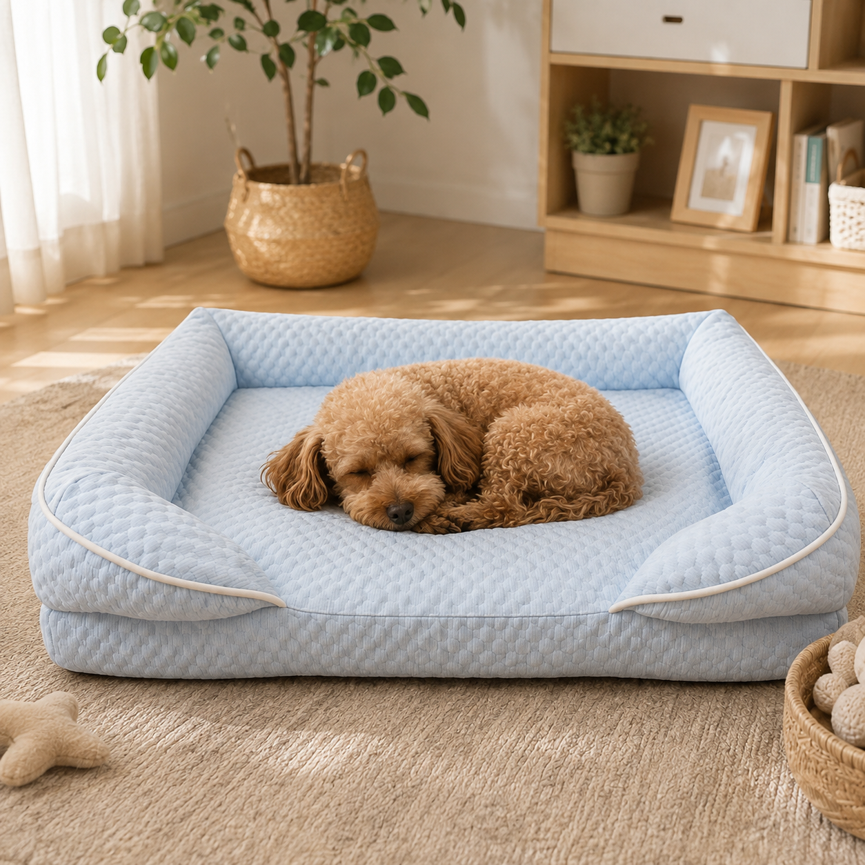 メイン画像:3枚目:犬ベッド 高級素材仕様の立体縫製ソファ型犬ベッド 丸洗い可能