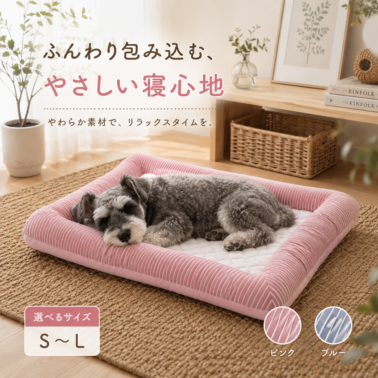 メイン画像:0枚目:ペットベッド ふかふか中綿入り滑り止め付き犬用ベッド