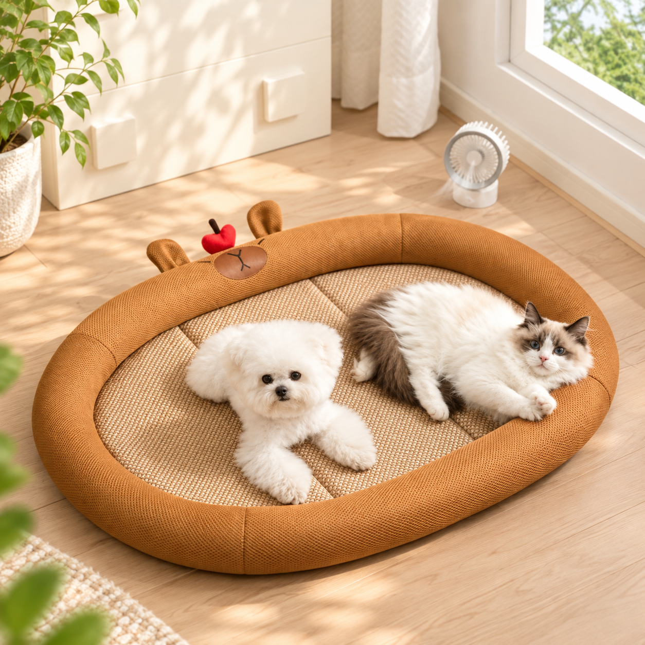 メイン画像:2枚目:ペット用品 冷感ベッド ひんやりマット あご乗せ付き 夏用カーペット