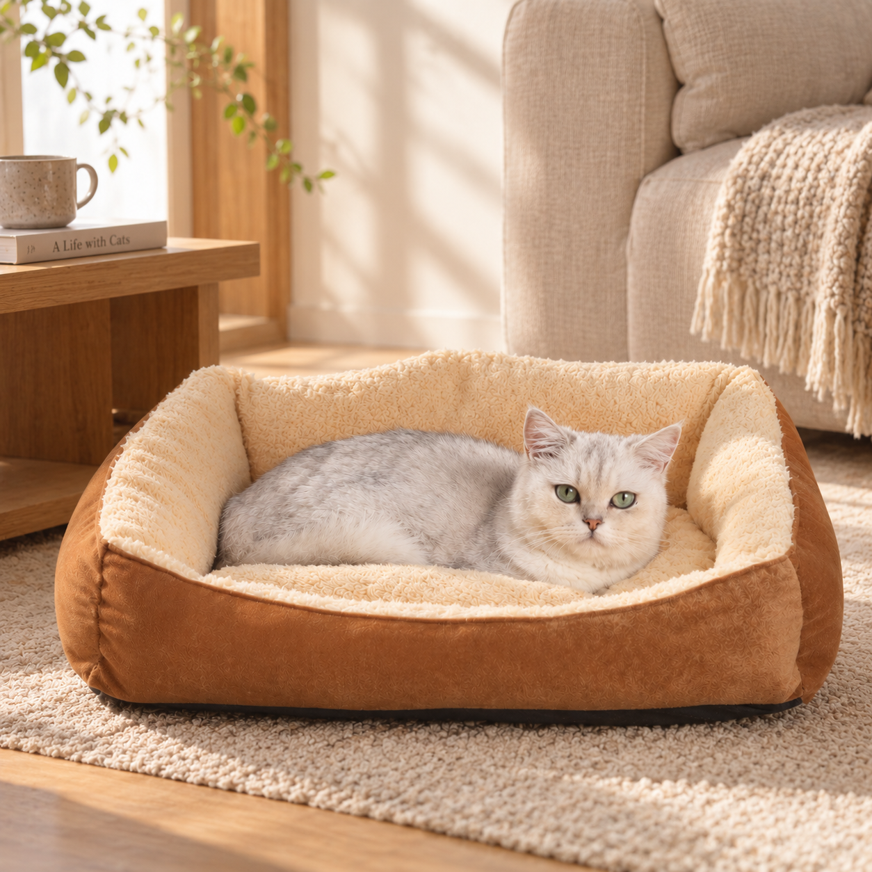 メイン画像:1枚目:多頭飼い対応高背もたれ猫用猫ベッド