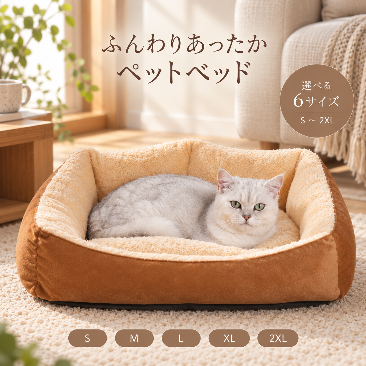 メイン画像:0枚目:多頭飼い対応高背もたれ猫用猫ベッド