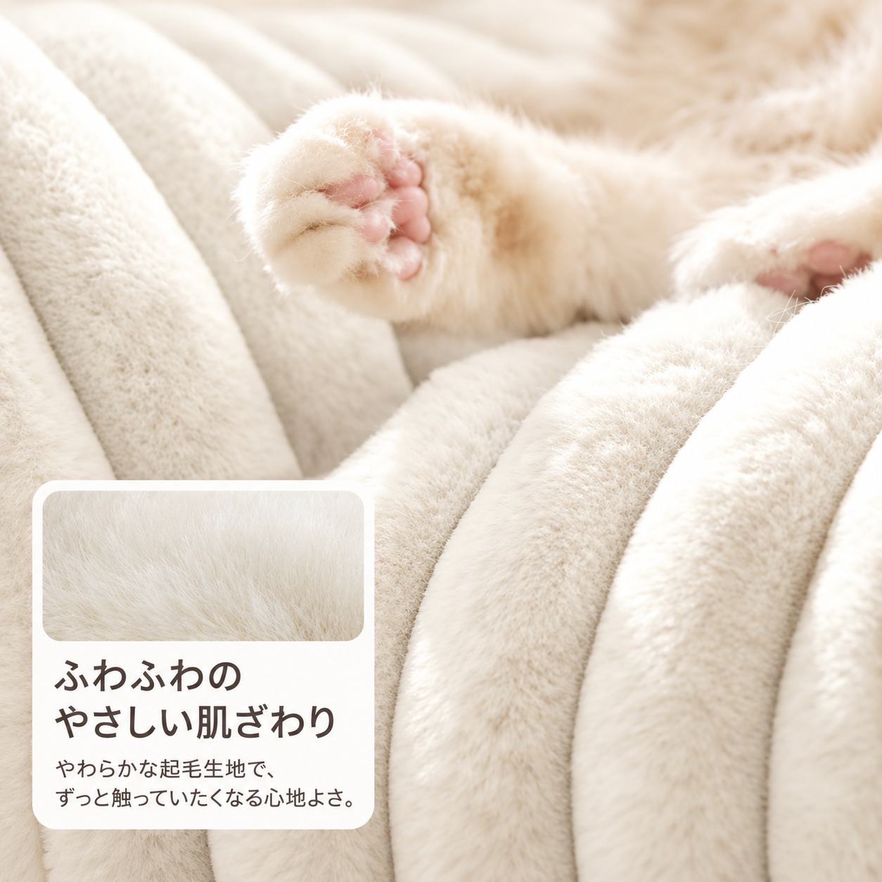 メイン画像:6枚目:編み込み風デザイン 猫用ペットベッド 包み込み型 ふわふわクッション