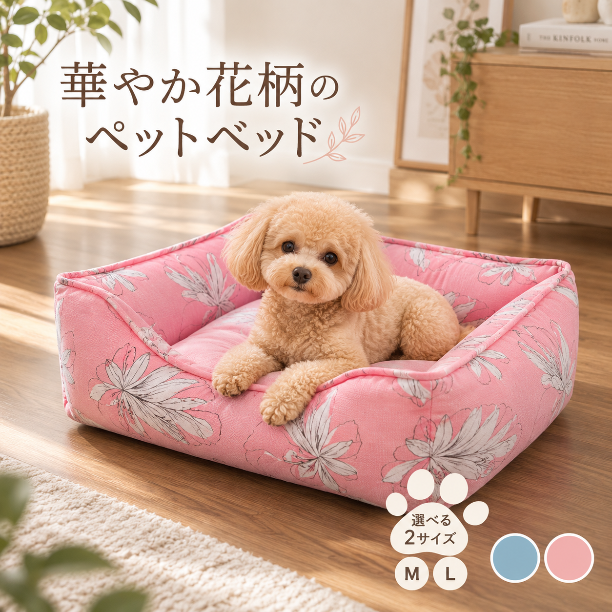 メイン画像:0枚目:冷感 モンステラ ひんやり スクエア ペットベッド M・L