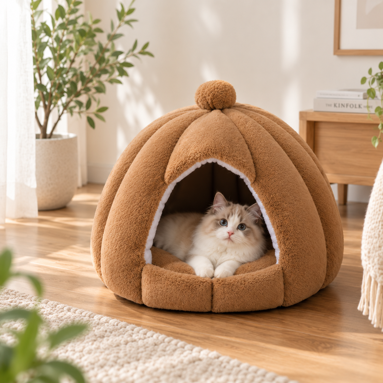 メイン画像:1枚目:犬ベッド 保温性抜群 洗えるドーム型ハウス